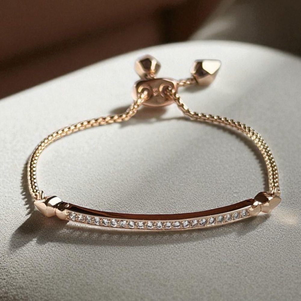 Kendra Scott Pave Bar Adjustable Slider Bracelet – Rose Gold, 7”